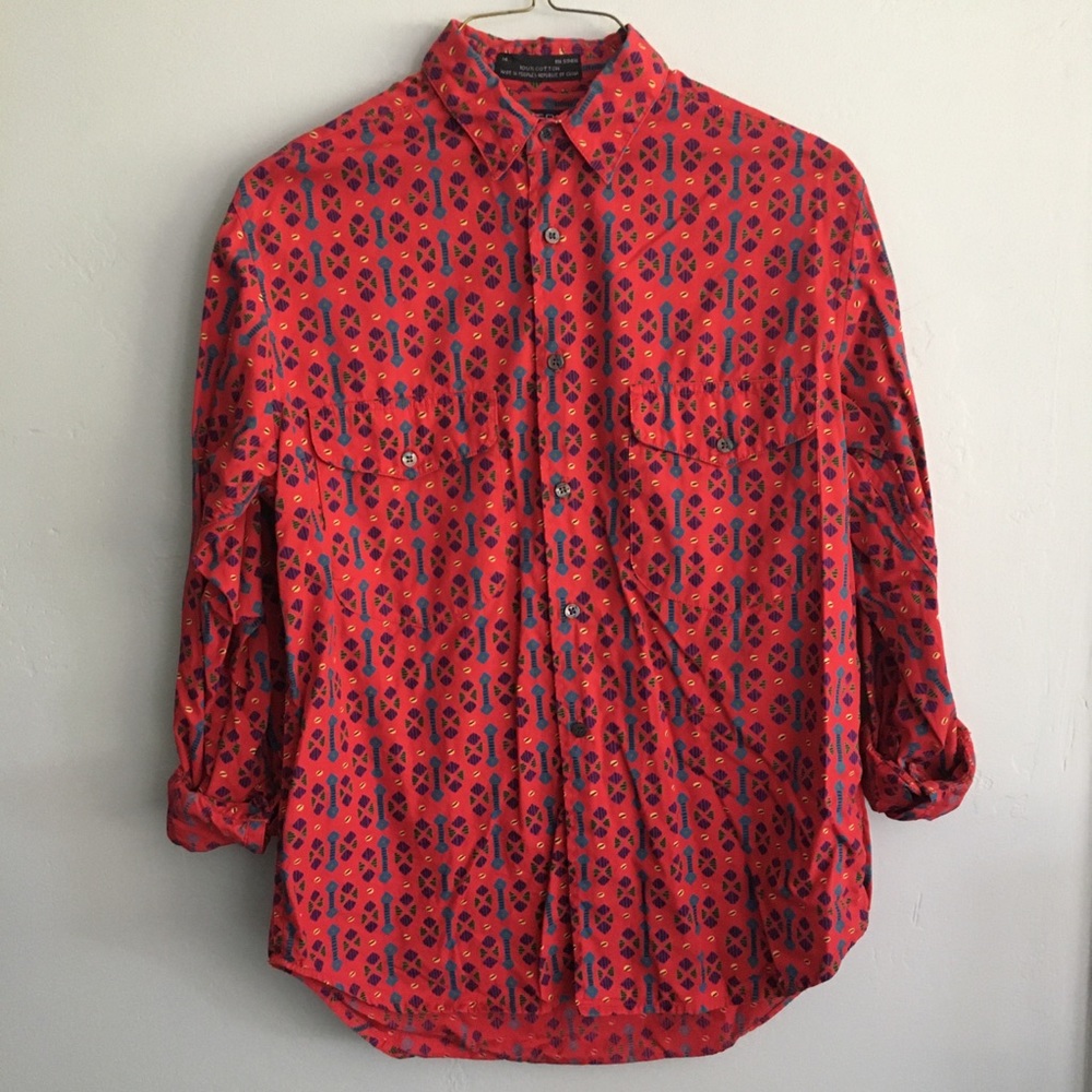 Vintage Red Patterned Button Down - image 1